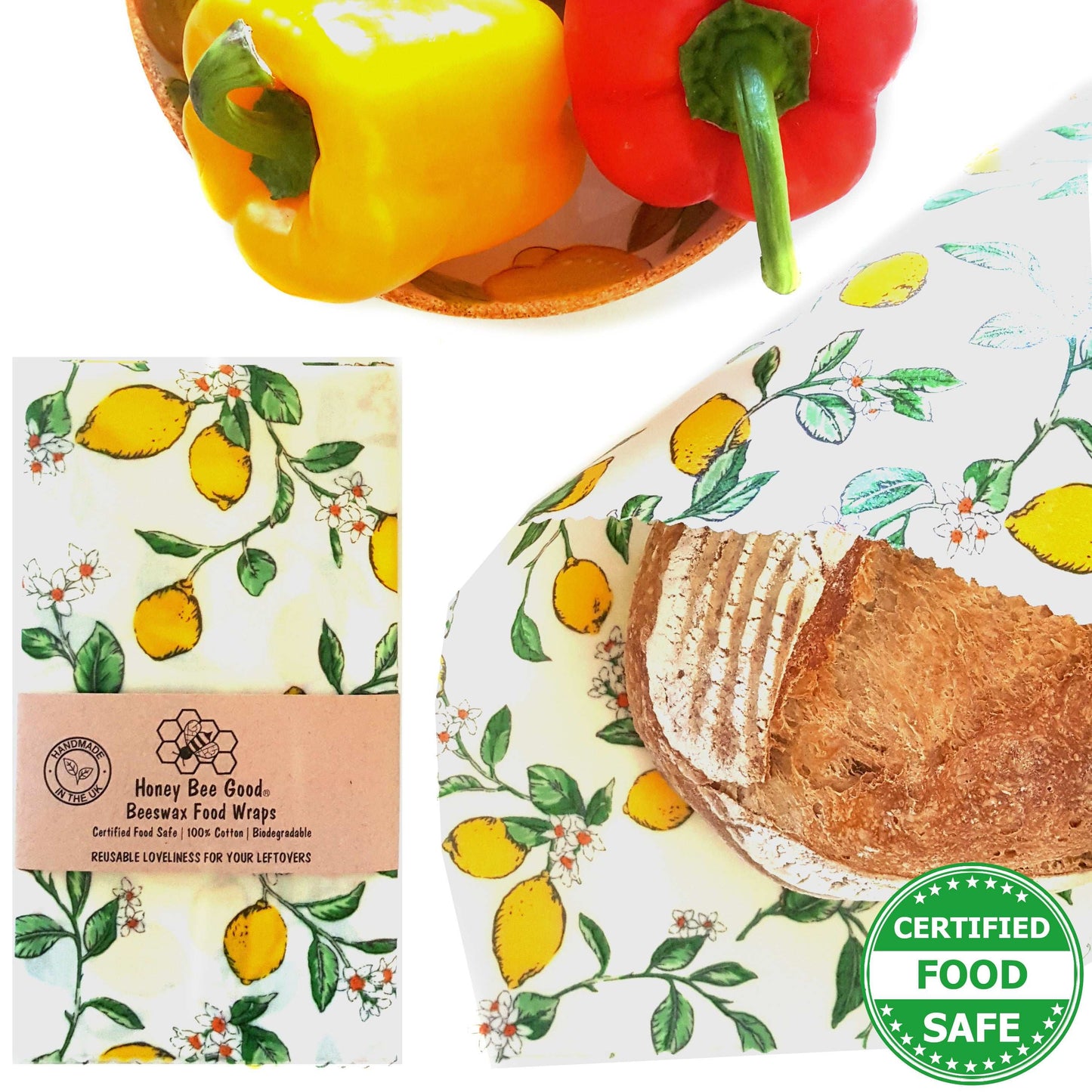 Reusable Beeswax Food Wraps 100% Hand Made in the UK by Honey Bee Good.
