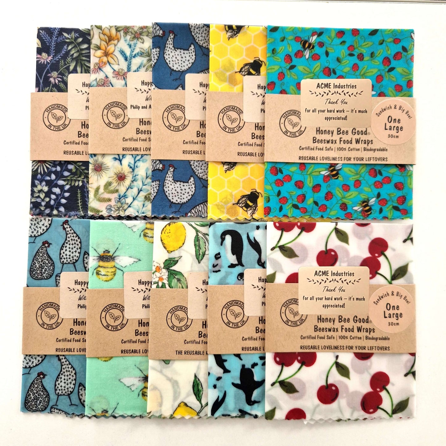 Reusable Beeswax Food Wraps 100% Hand Made in the UK by Honey Bee Good.