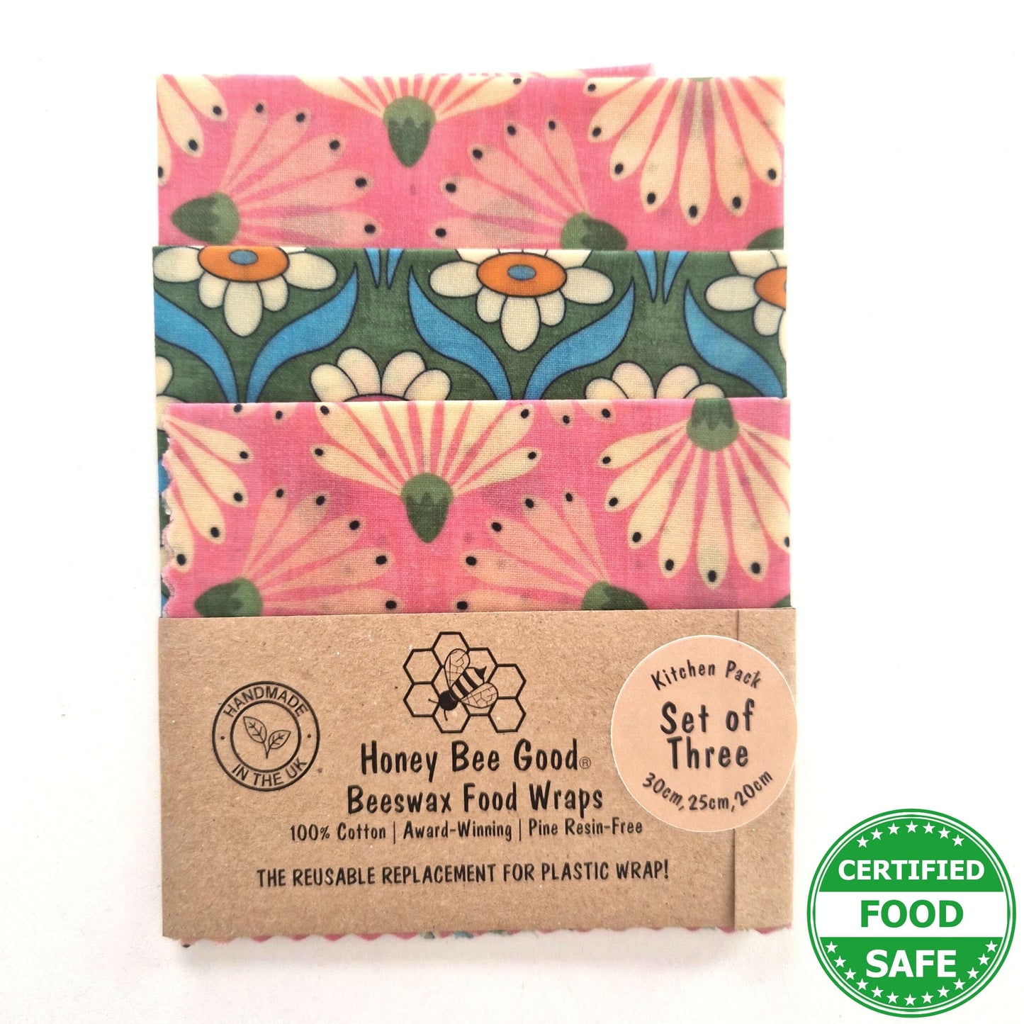 Reusable Beeswax Food Wraps 100% Hand Made in the UK by Honey Bee Good.