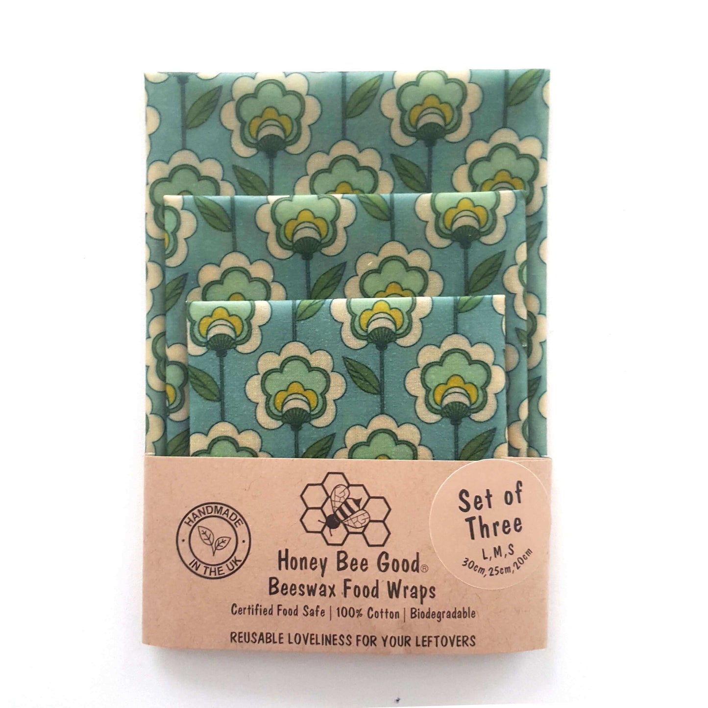 Reusable Beeswax Food Wraps 100% Hand Made in the UK by Honey Bee Good.