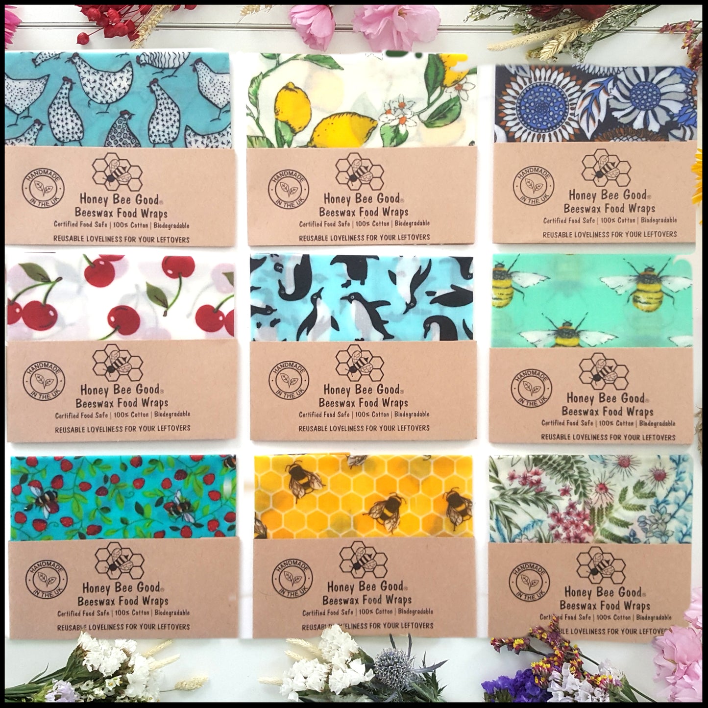 Set of 3 SMALL Beeswax Wraps: 3 x 20cm Lucky Dip