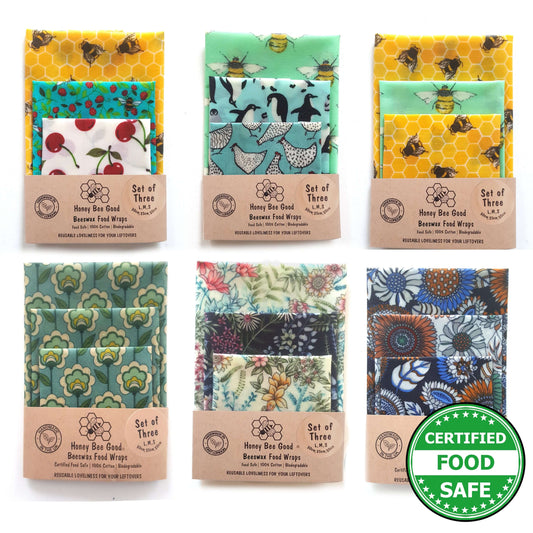 Reusable Beeswax Food Wraps 100% Hand Made in the UK by Honey Bee Good.