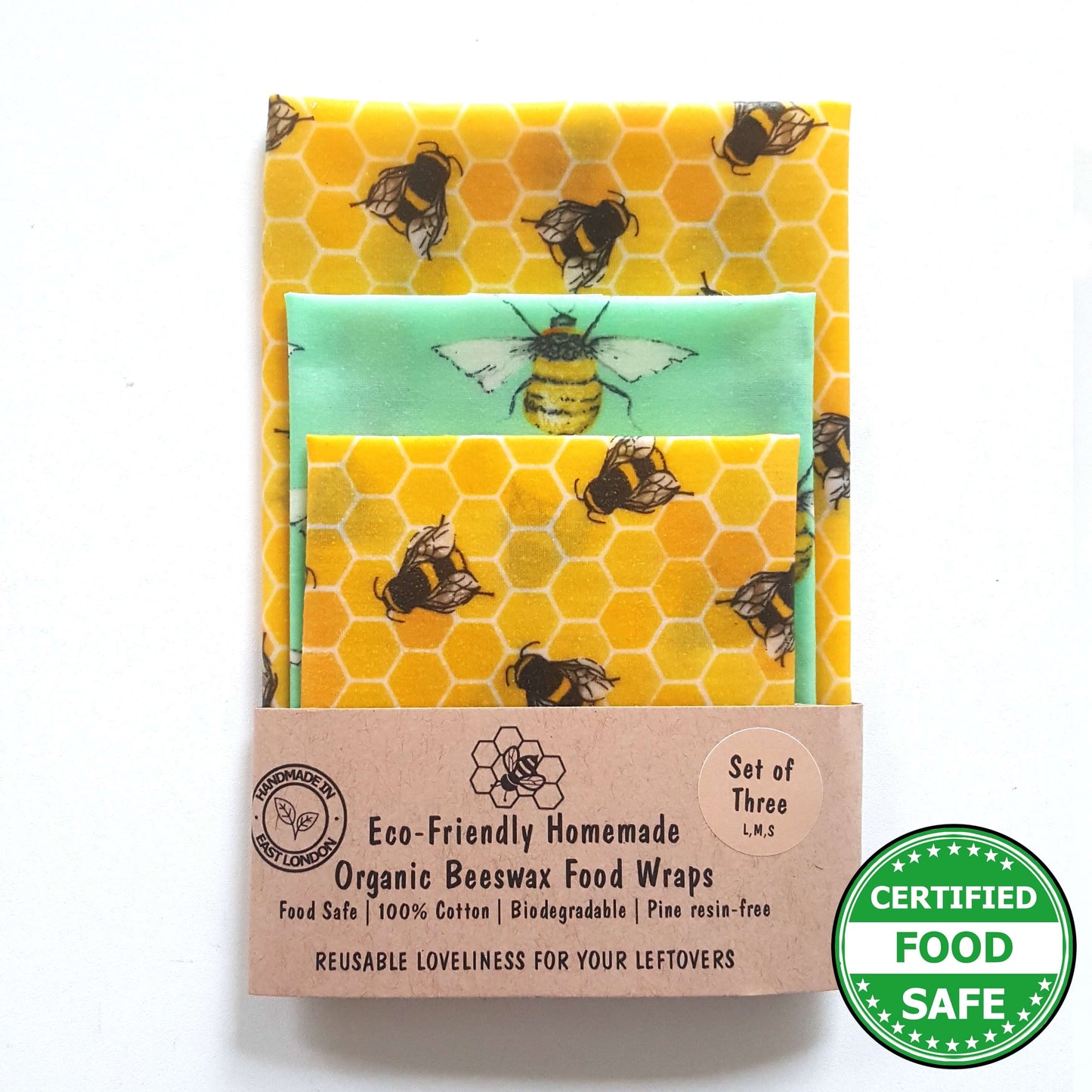 Reusable Beeswax Food Wraps 100% Hand Made in the UK by Honey Bee Good.