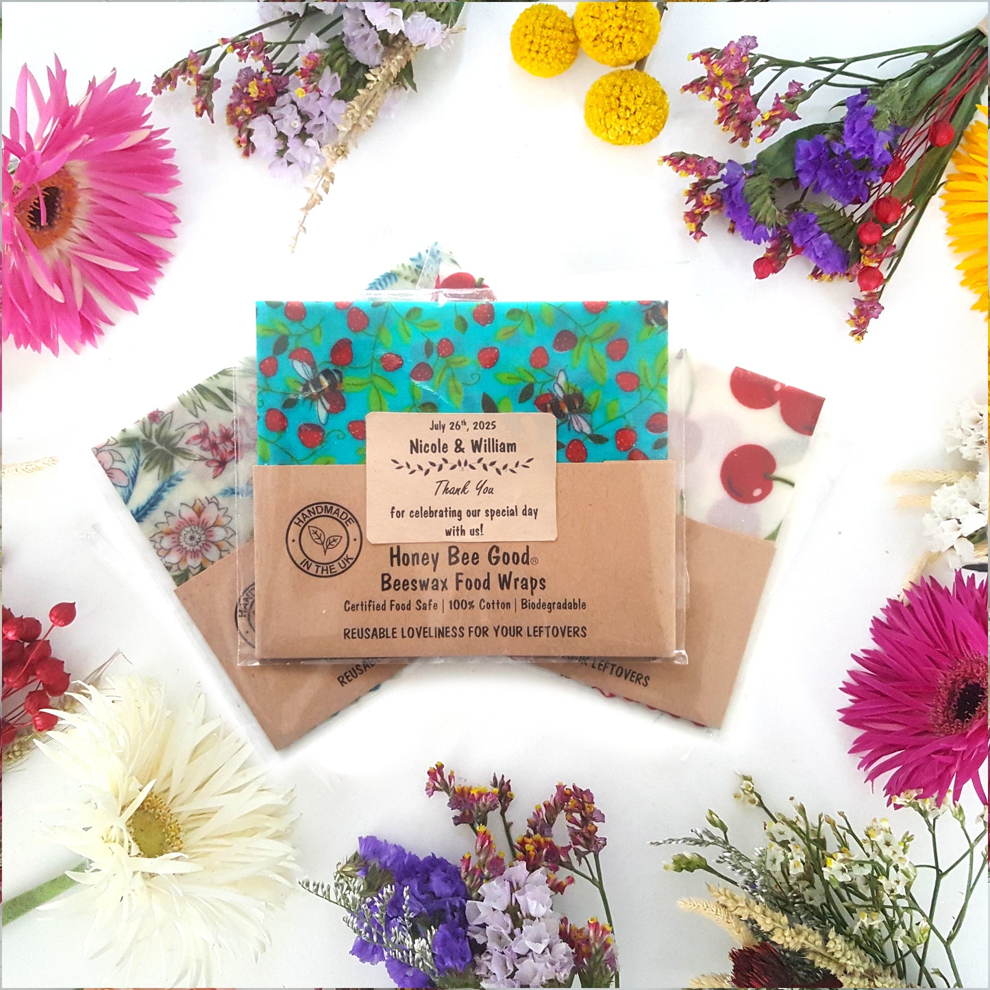 Cadeaux d'entreprise en gros TEN | Emballage alimentaire réutilisable en cire d'abeille | Motifs simples petits et mixtes