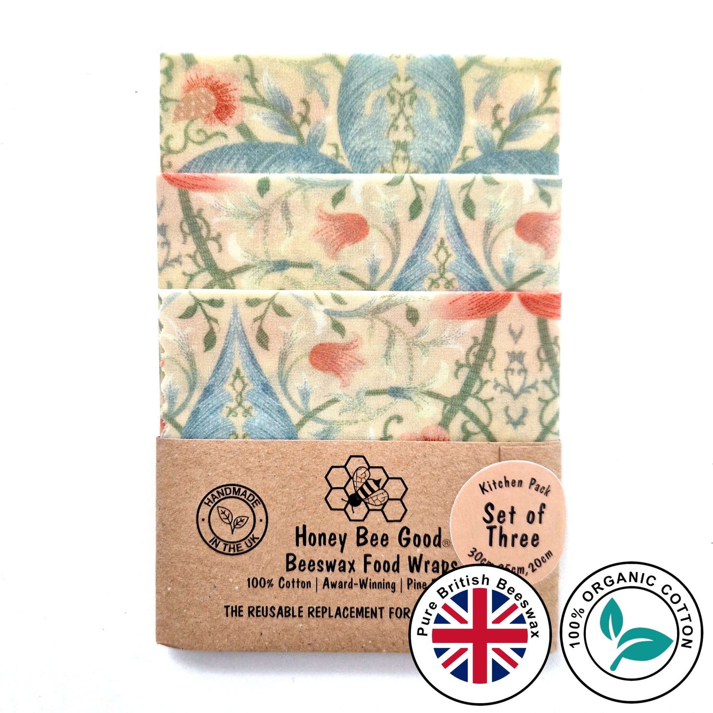 Reusable Beeswax Food Wraps 100% Hand Made in the UK by Honey Bee Good.