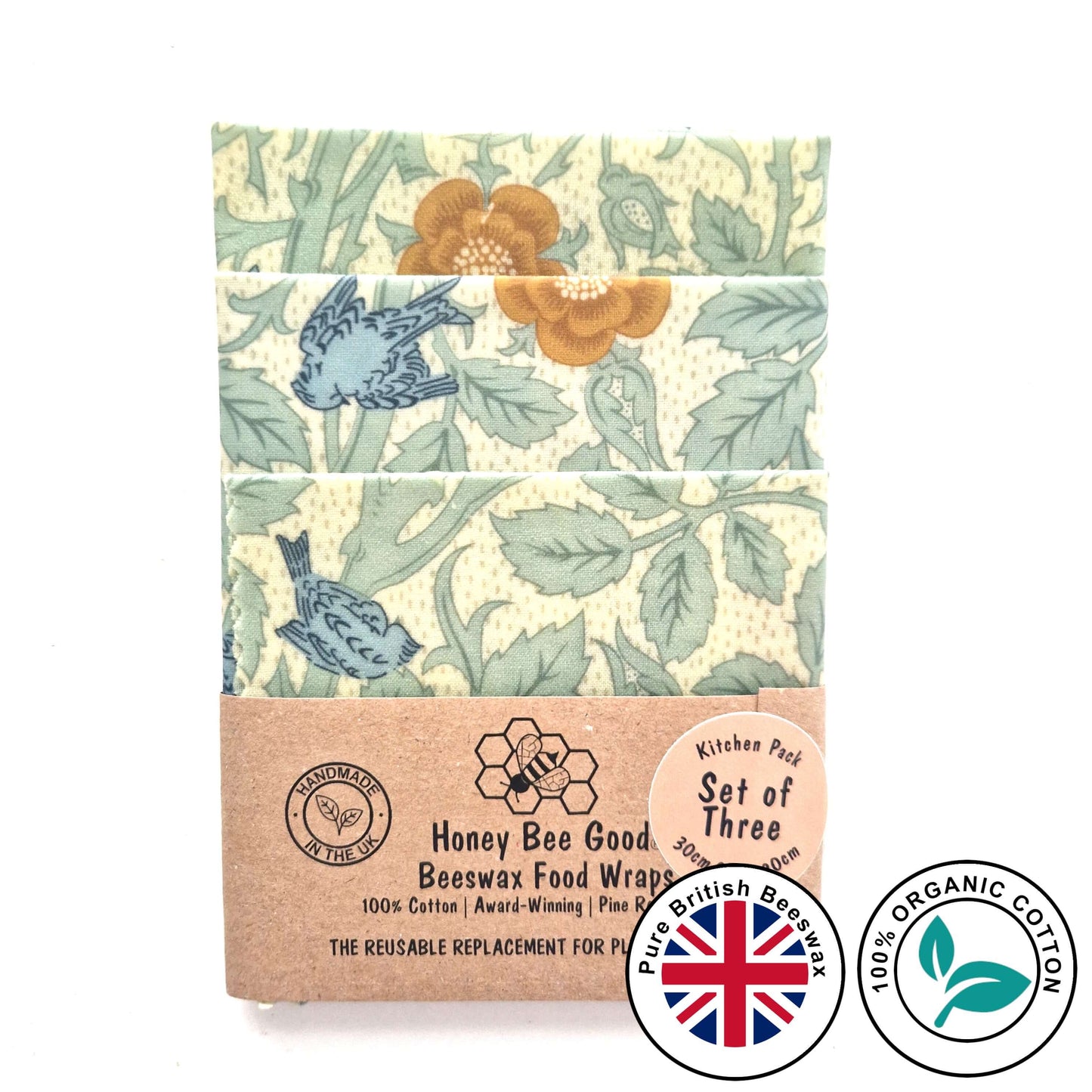 Reusable Beeswax Food Wraps 100% Hand Made in the UK by Honey Bee Good.