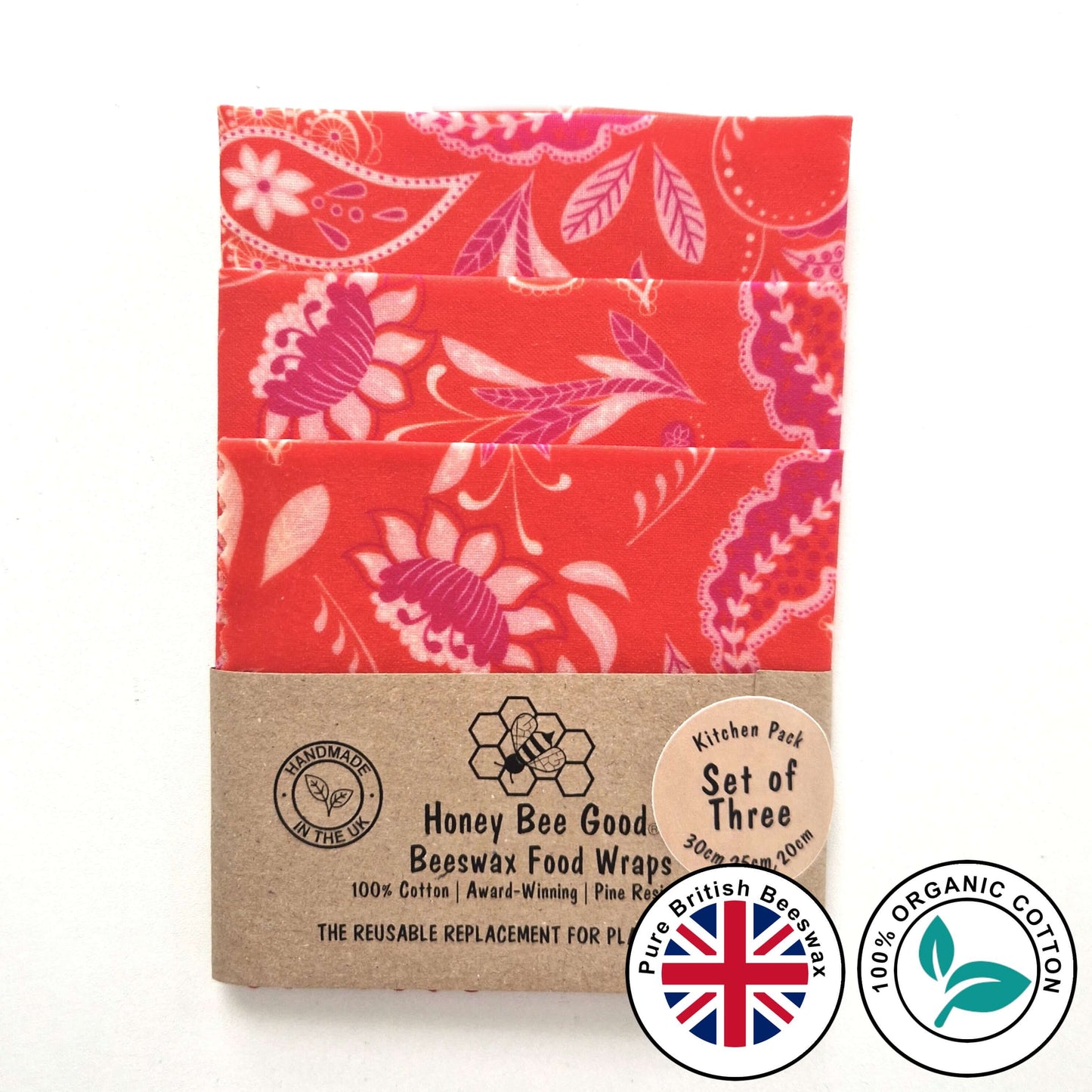 Reusable Beeswax Food Wraps 100% Hand Made in the UK by Honey Bee Good.