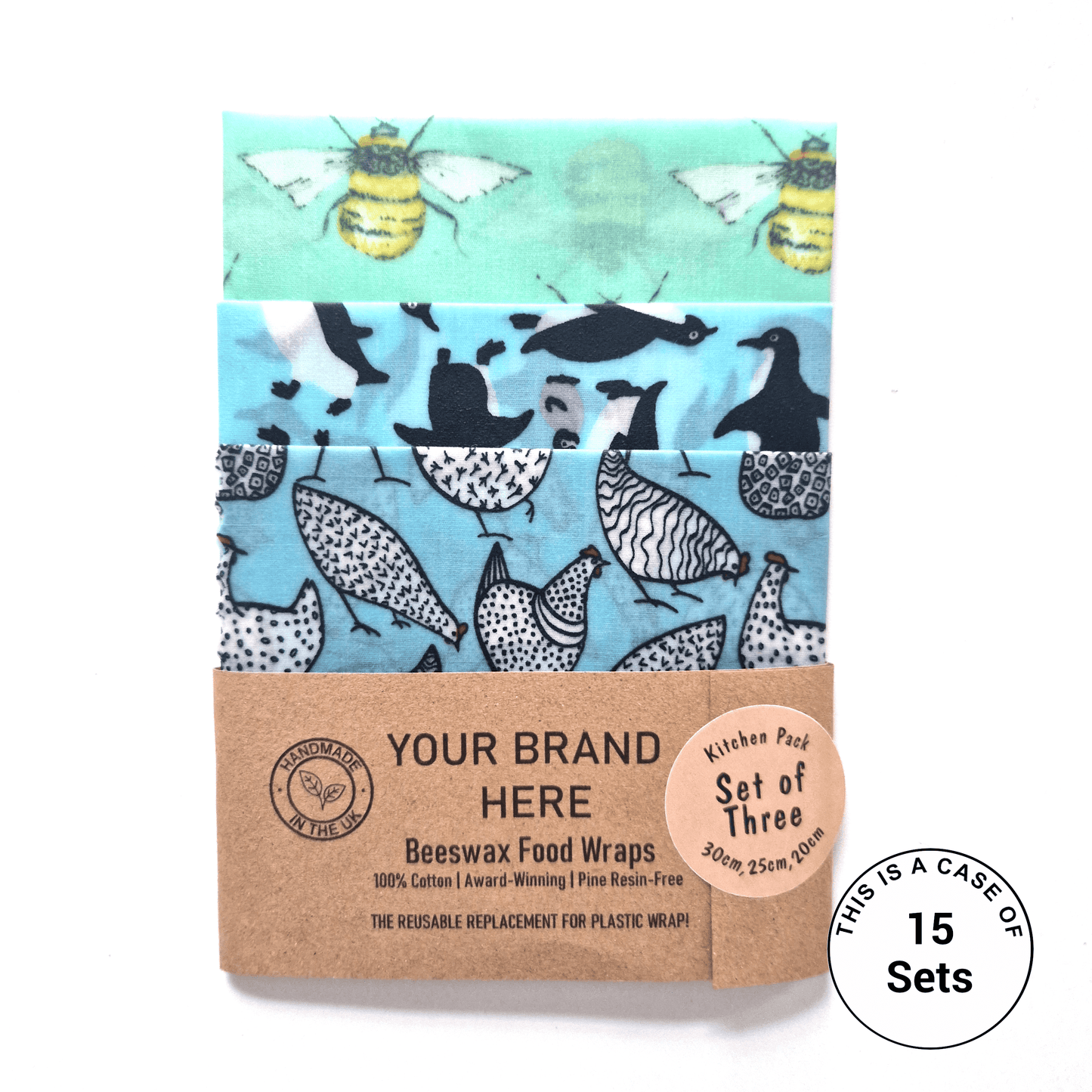 Reusable Beeswax Food Wraps 100% Hand Made in the UK by Honey Bee Good.