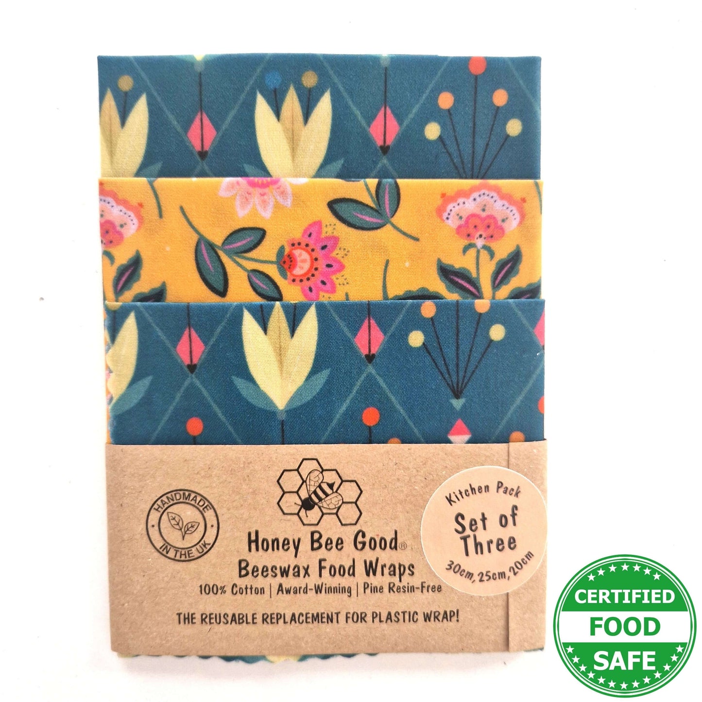 Reusable Beeswax Food Wraps 100% Hand Made in the UK by Honey Bee Good.