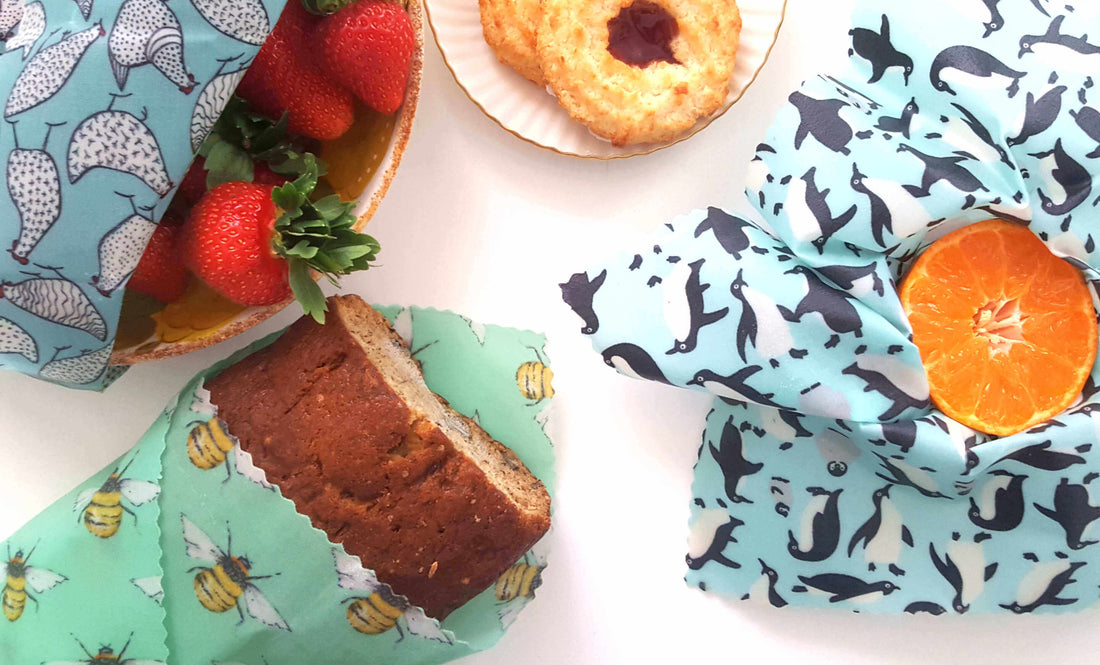 Set of 3 Beeswax Food wraps flatlay