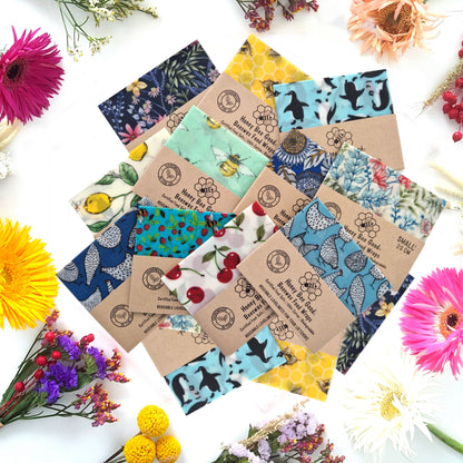 Set of 3 SMALL Beeswax Wraps: 3 x 20cm Lucky Dip