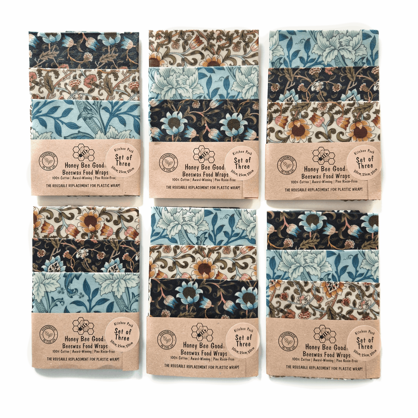 Reusable Beeswax Food Wraps 100% Hand Made in the UK by Honey Bee Good.