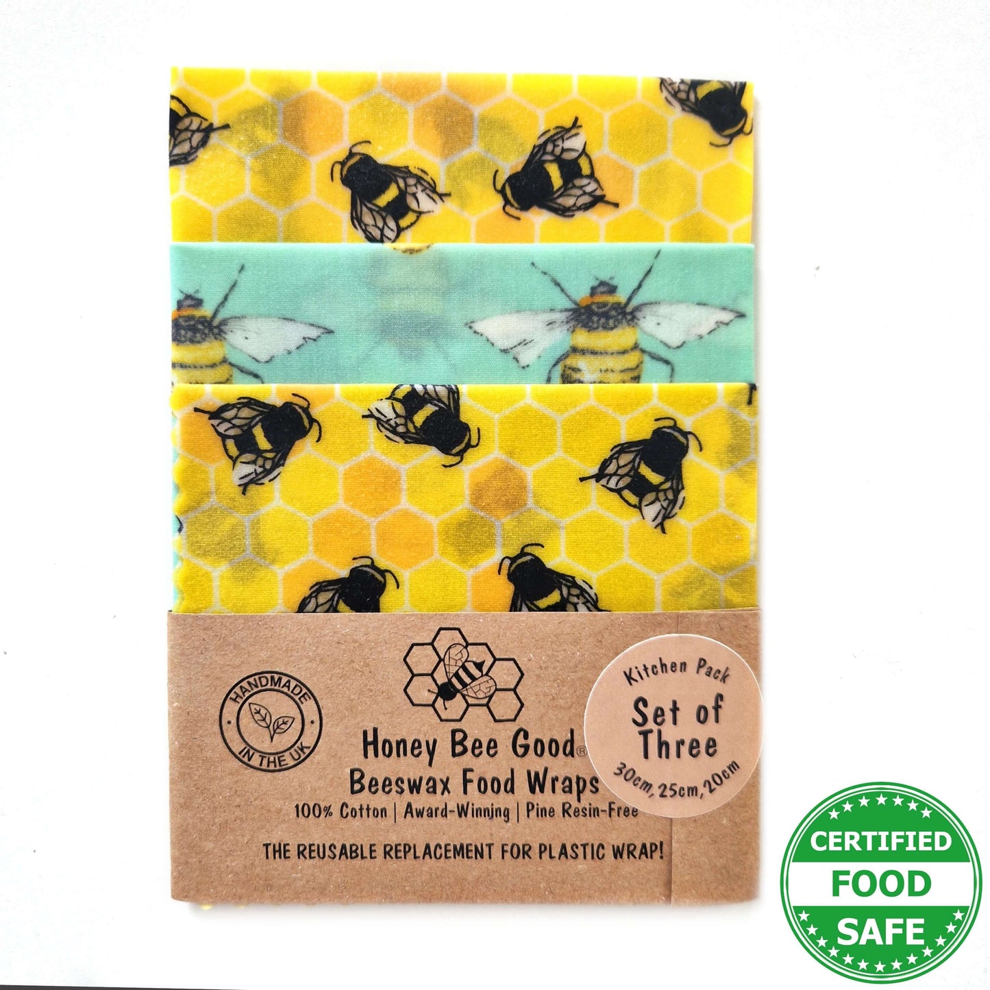 Reusable Beeswax Food Wraps 100% Hand Made in the UK by Honey Bee Good.