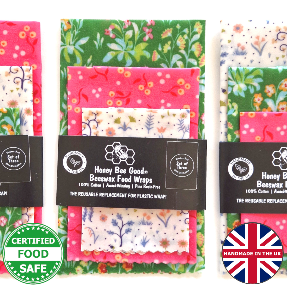 Black Label Made with Liberty Fabric Set of 3 Beeswax Wraps | Battersea Botanical