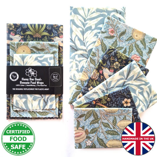 Black Label William Morris Beeswax Wraps | Strawberry Thief