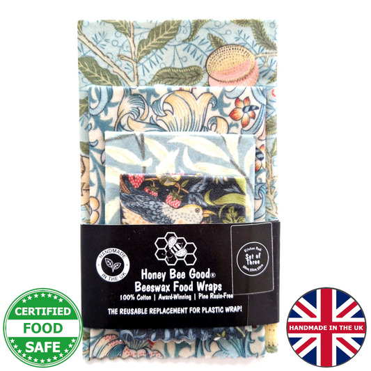 Black Label William Morris Set of 4 (3 + Free) Beeswax Wraps | Pomegranate