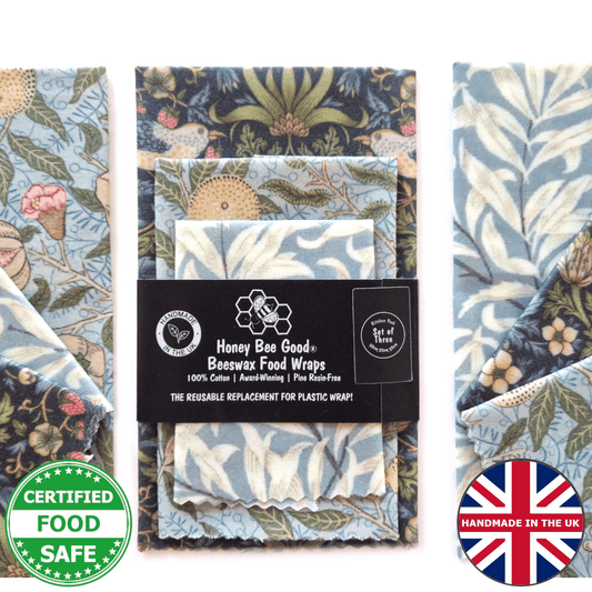 Black Label William Morris Beeswax Wraps | Strawberry Thief