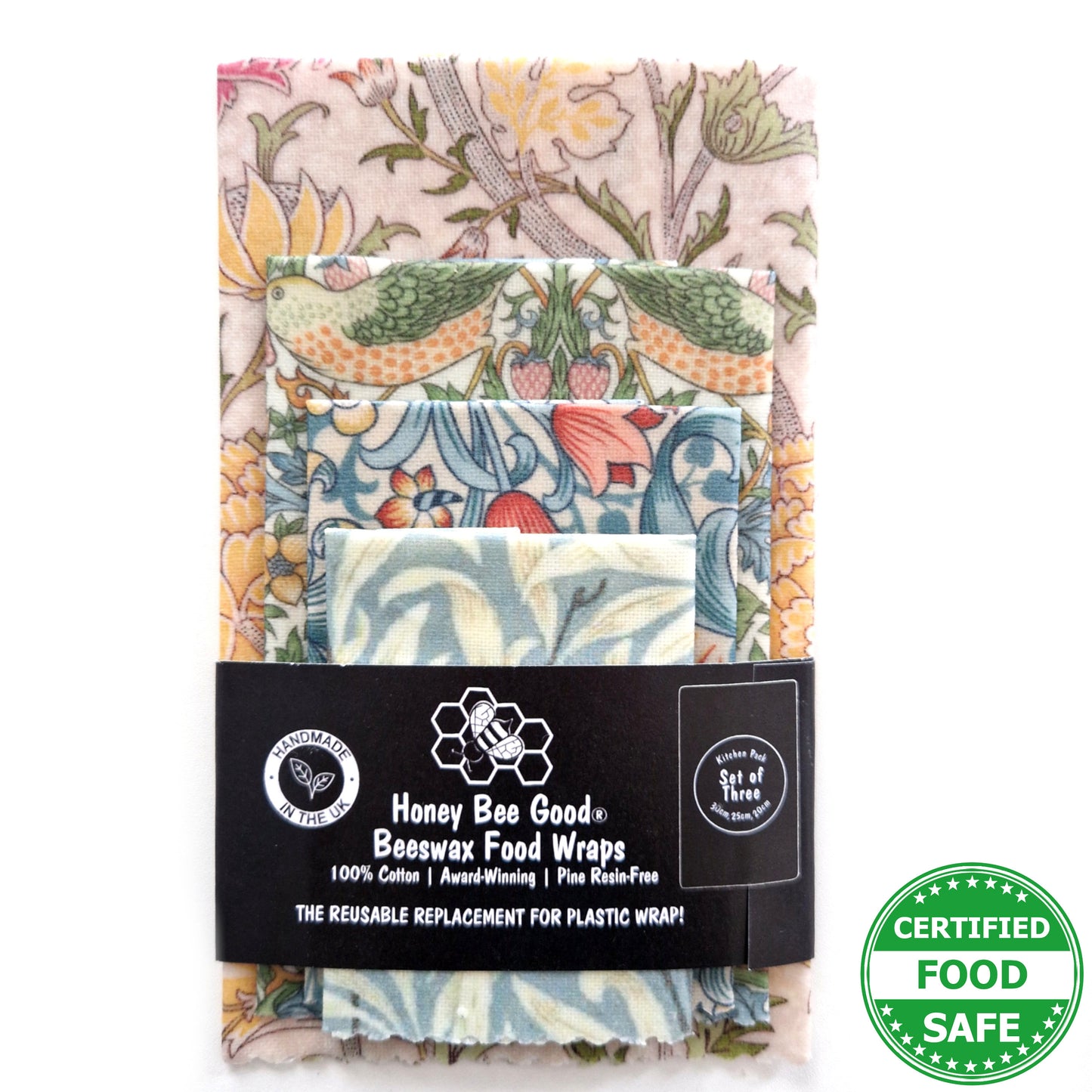 Black Label William Morris Set of 4 (3 + Free) Beeswax Wraps | Cray