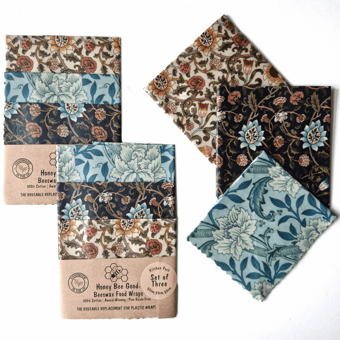 Reusable Beeswax Food Wraps 100% Hand Made in the UK by Honey Bee Good.