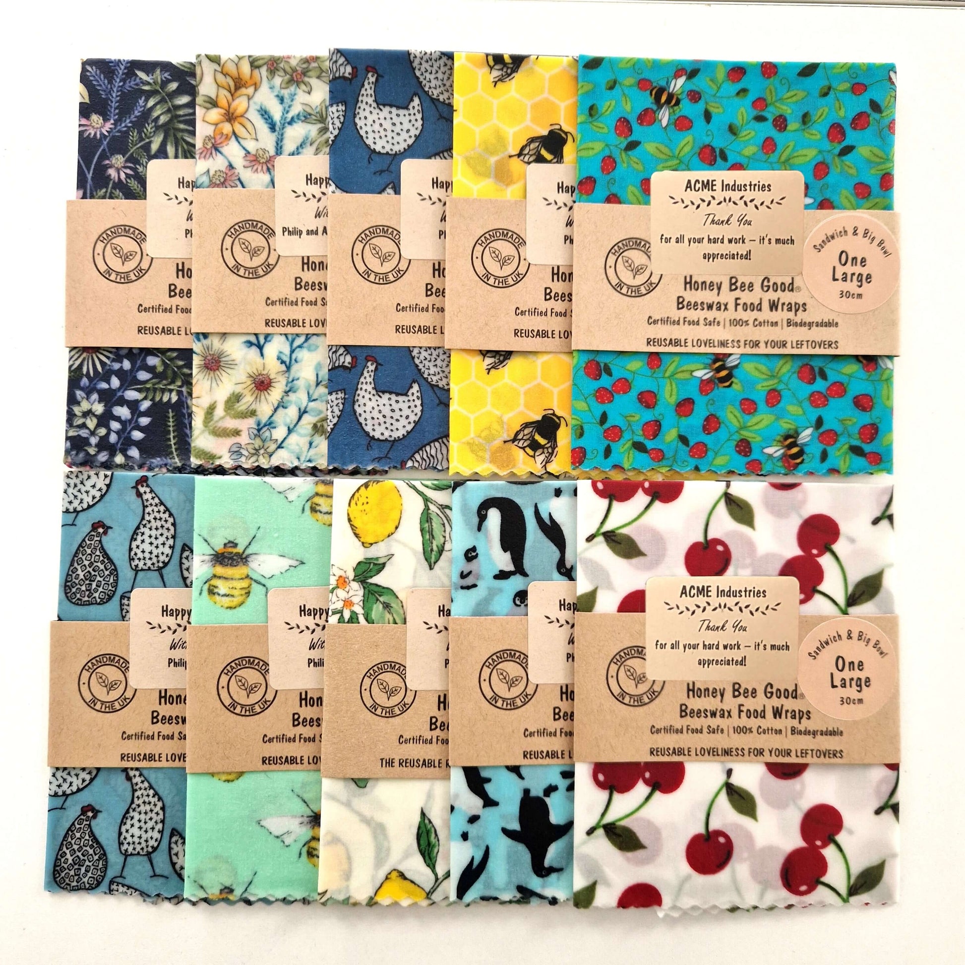 Reusable Beeswax Food Wraps 100% Hand Made in the UK by Honey Bee Good.