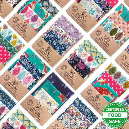 Reusable Beeswax Wraps 100% Hand Made in the UK by Honey Bee Good. Keep food fresh with no plastic.