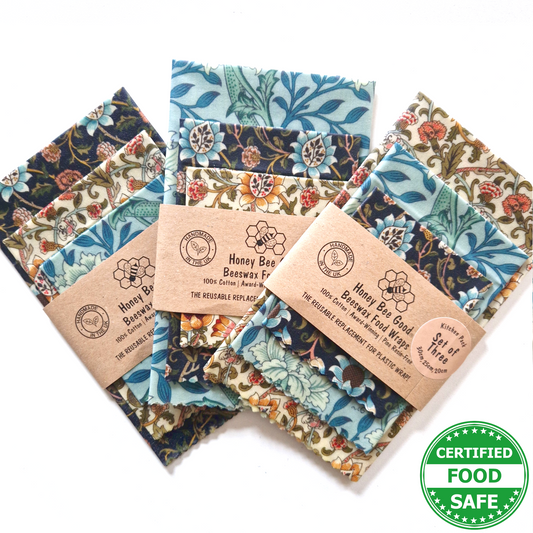 British Beeswax 100% Cotton Set of 3 Beeswax Wraps | William Morris