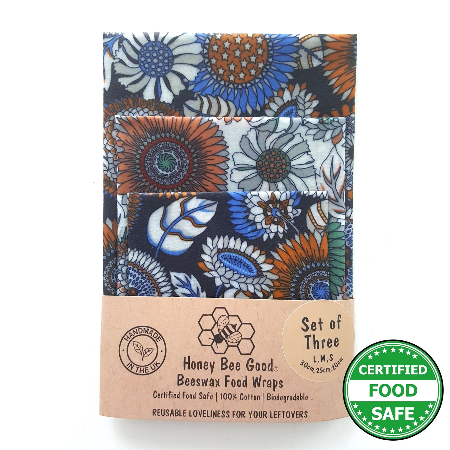 Reusable Beeswax Food Wraps 100% Hand Made in the UK by Honey Bee Good.