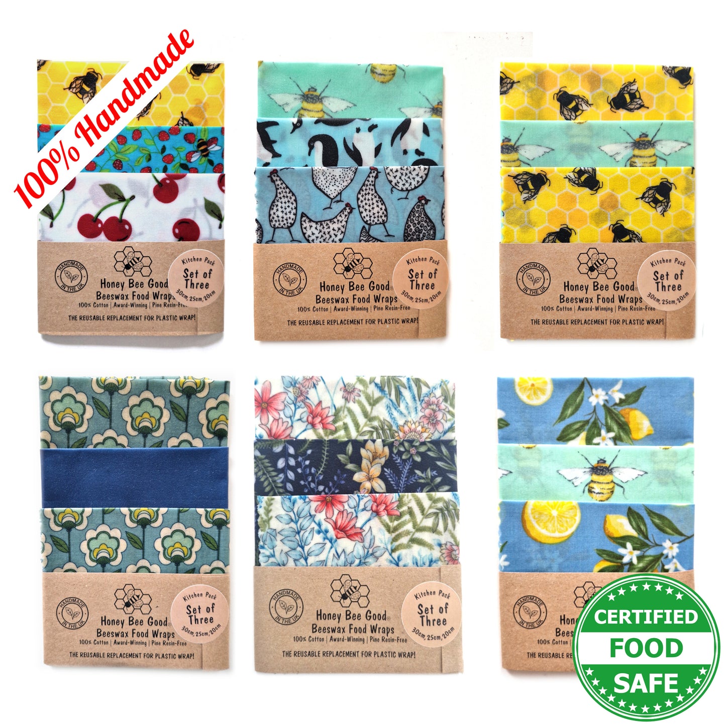 Cadeaux d'entreprise en gros TEN | Emballage alimentaire réutilisable en cire d'abeille | Motifs simples, grands et variés