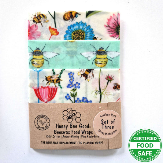 Classic Set of 3 Beeswax Wraps | Garden