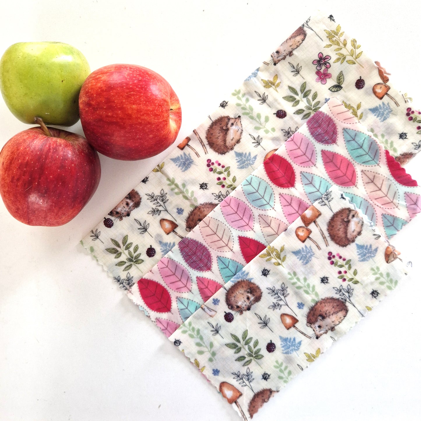 *Set of 3 Handmade Beeswax Wraps | Hedgehogs