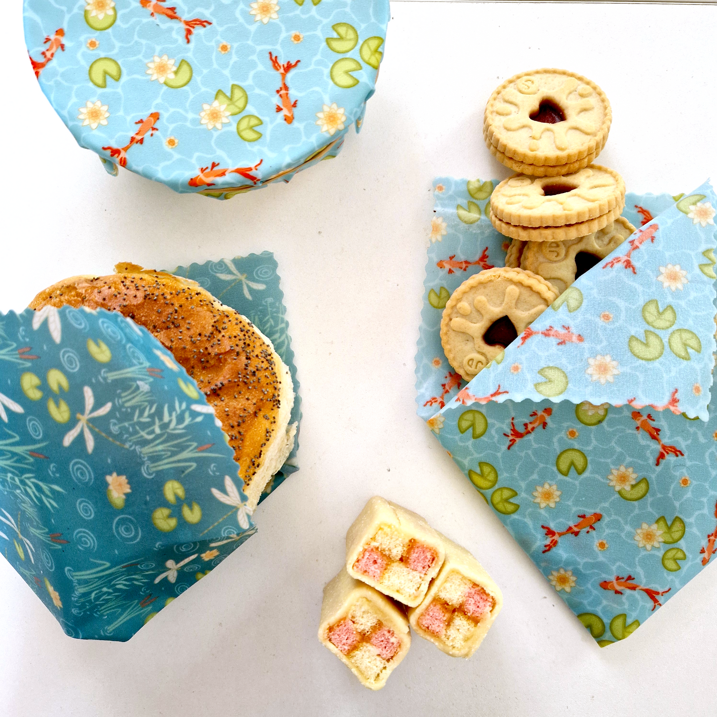 Earth Kind British Collection Set of 3 Beeswax Wraps | Koi Pond