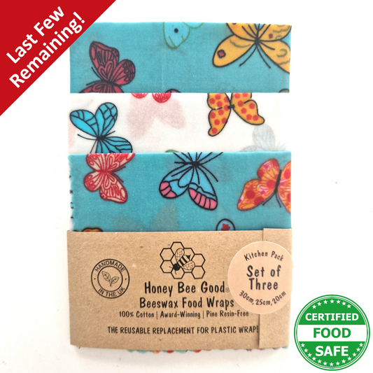 Earth Kind Set of 3 Beeswax Wraps | Butterflies