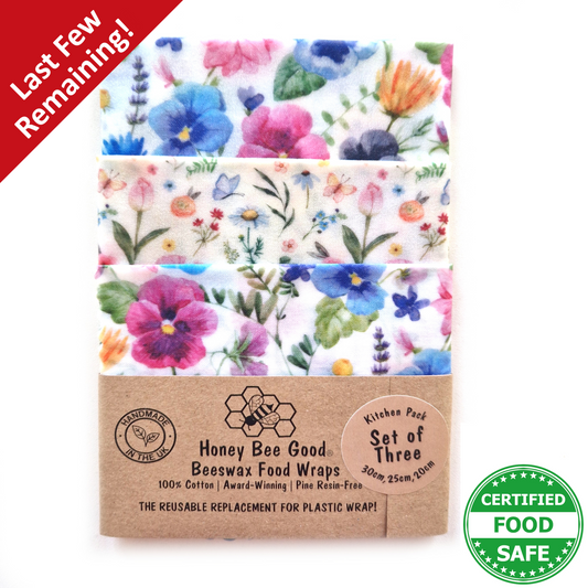 Earth Kind Set of 3 Beeswax Wraps | Pansies