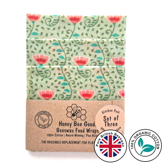 Reusable Beeswax Food Wraps 100% Hand Made in the UK by Honey Bee Good.