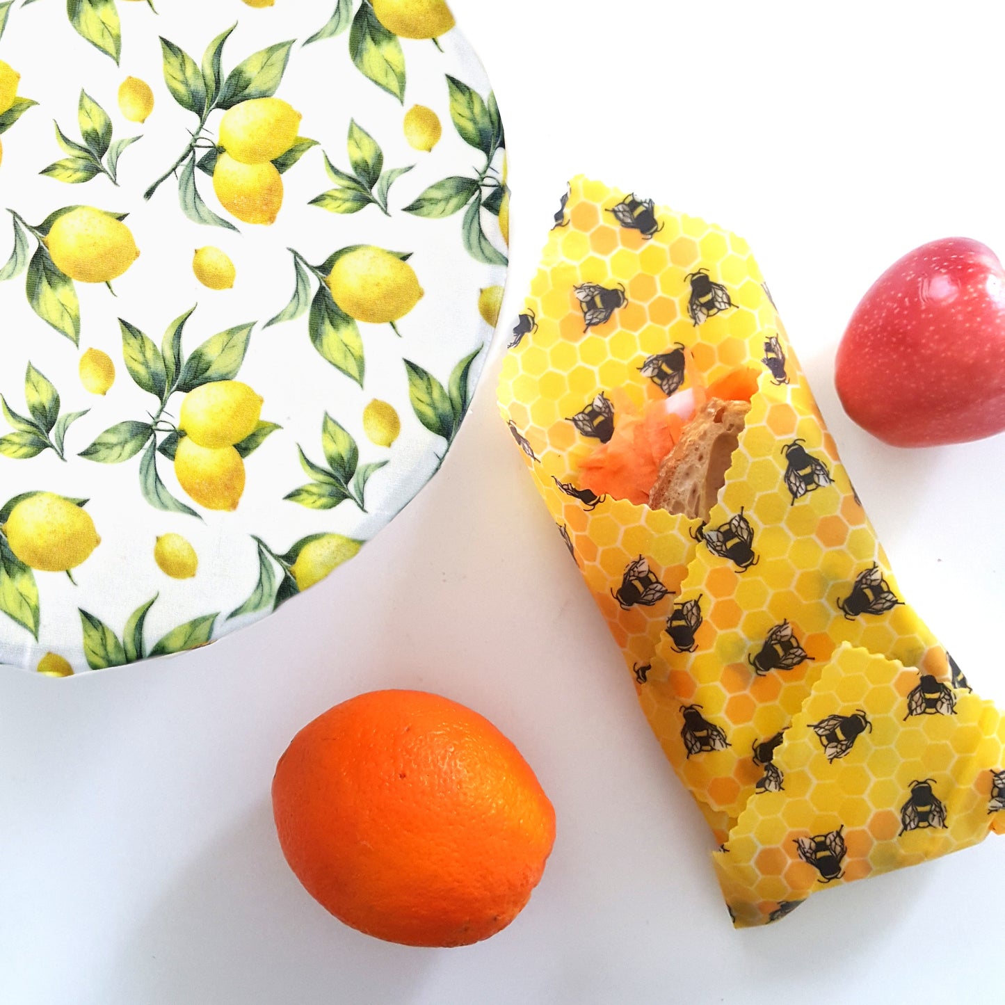 Classic Set of 2 Large Beeswax Wraps | Lemony Bees