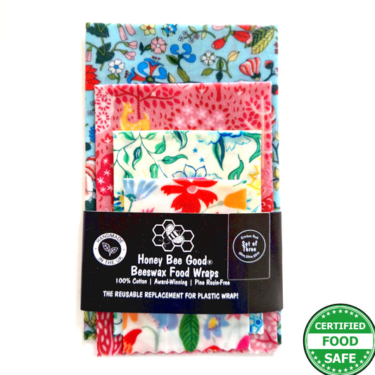 Black Label Made with Liberty Fabric Set of 4 (3 + Free) Beeswax Wraps | Garden Party