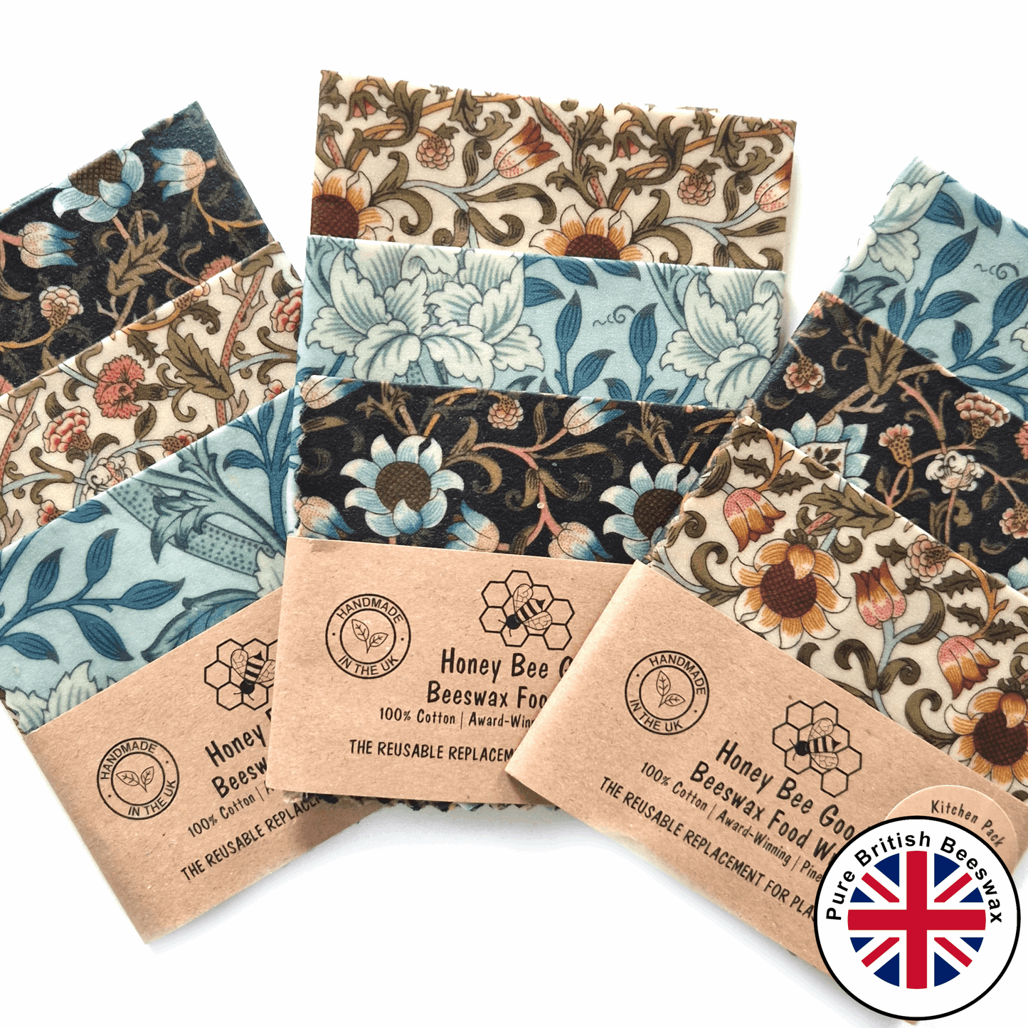 Reusable Beeswax Food Wraps 100% Hand Made in the UK by Honey Bee Good.