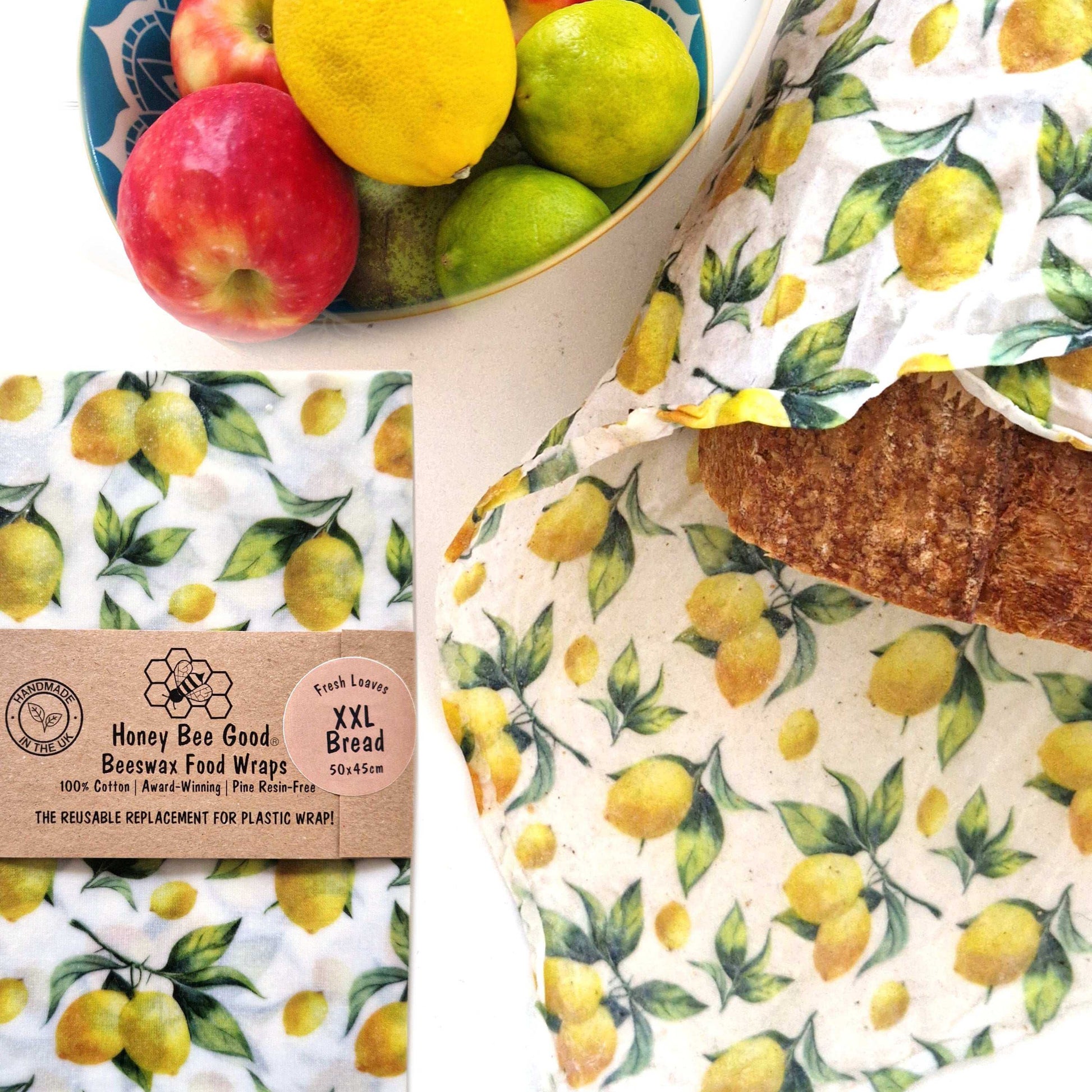 Reusable Beeswax Wraps 100% Hand Made in the UK by Honey Bee Good. Keep food fresh with no plastic.