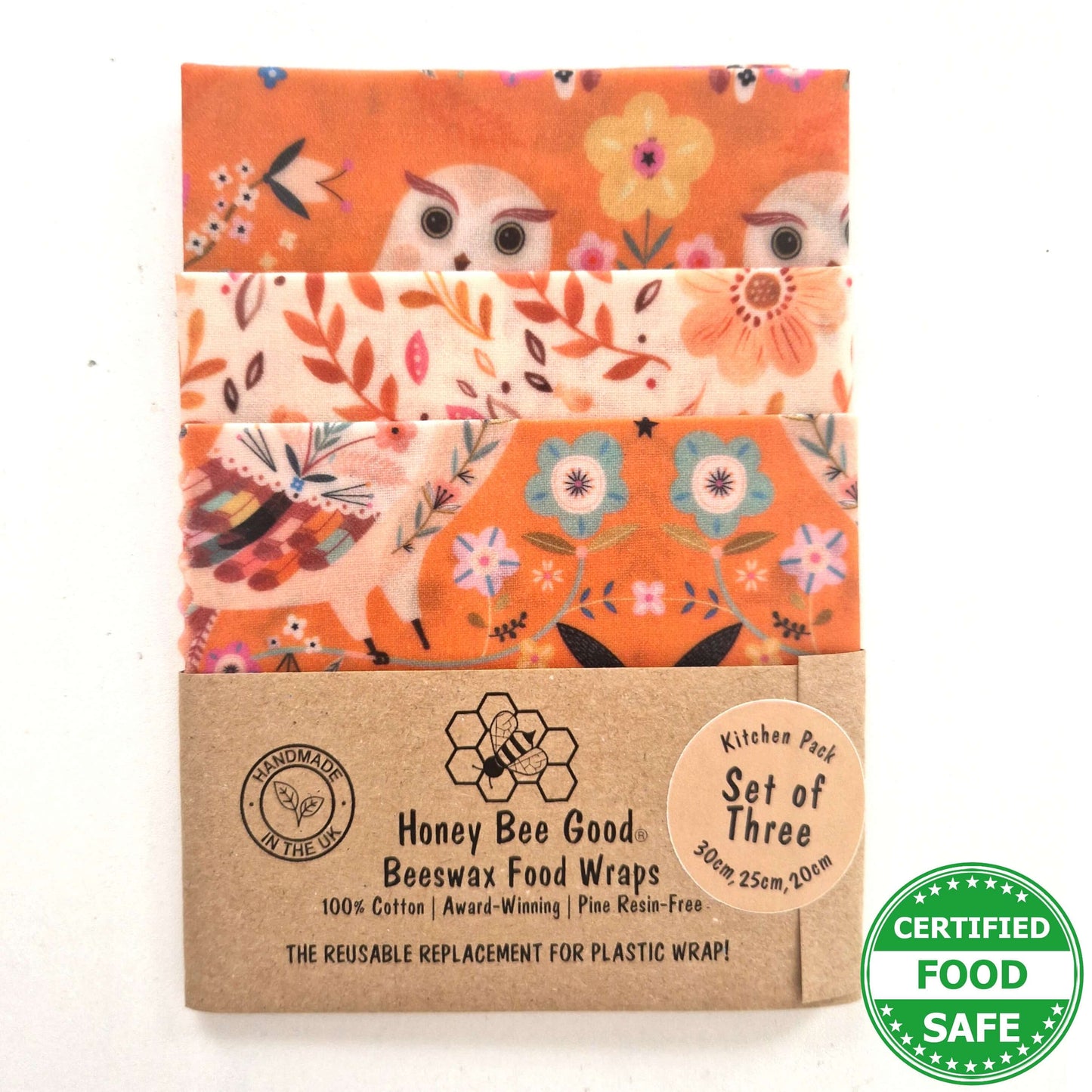 Reusable Beeswax Food Wraps 100% Hand Made in the UK by Honey Bee Good.