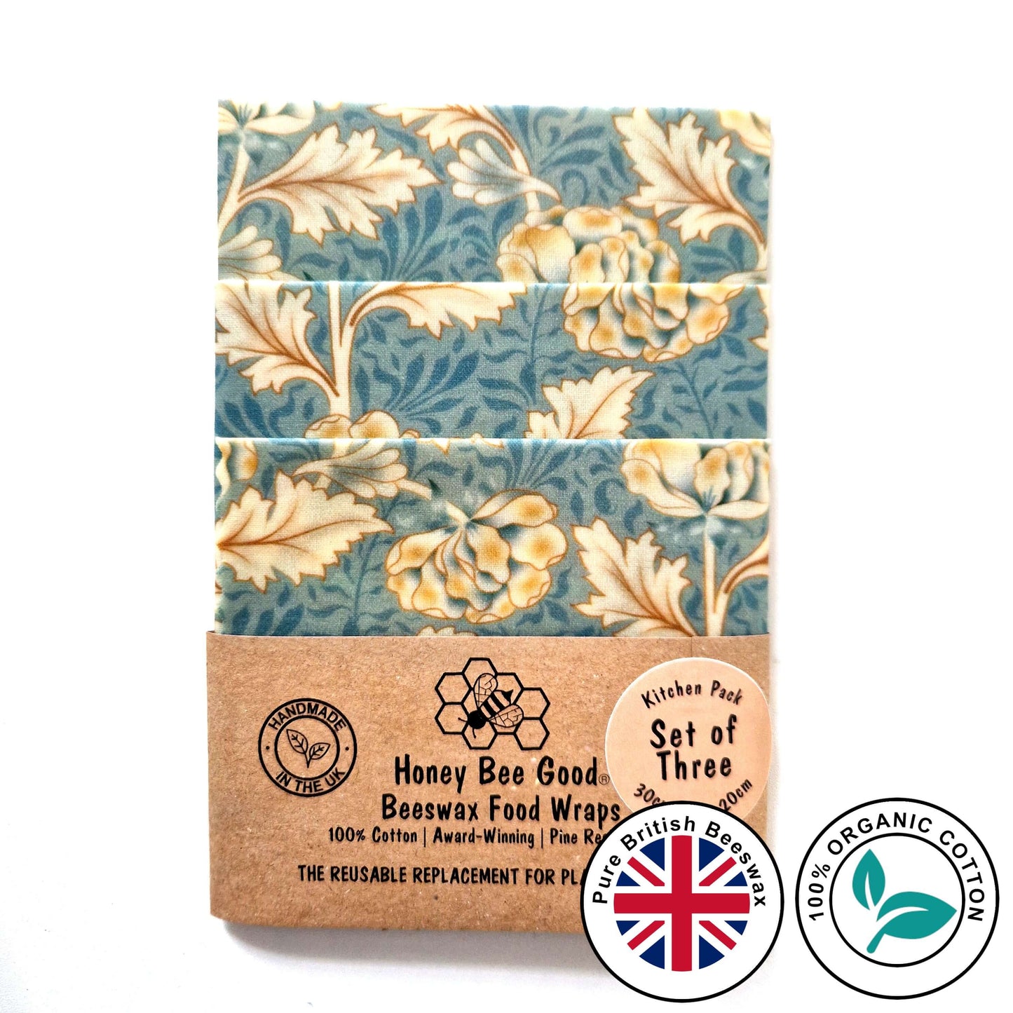 Reusable Beeswax Food Wraps 100% Hand Made in the UK by Honey Bee Good.