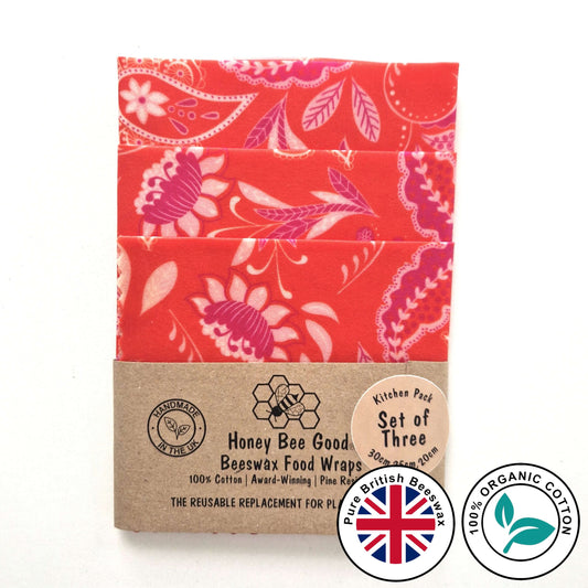 Reusable Beeswax Food Wraps 100% Hand Made in the UK by Honey Bee Good.