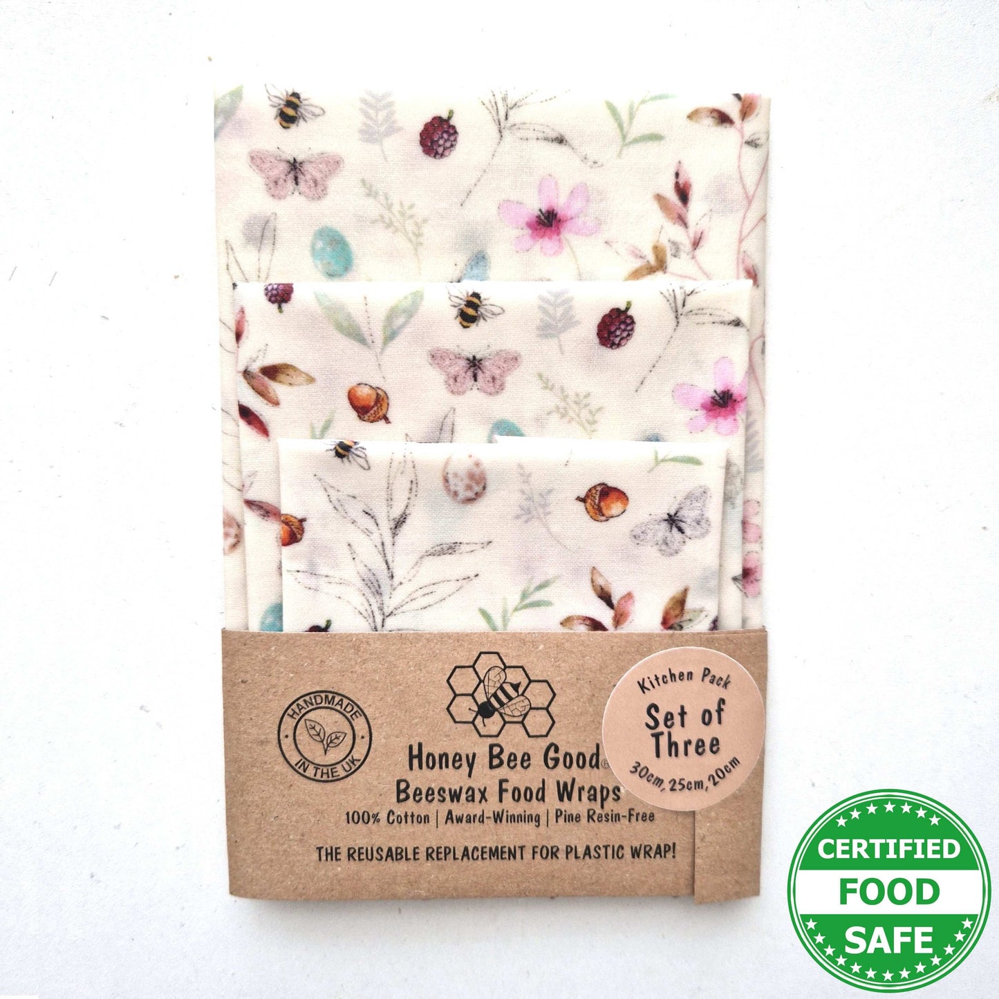 Reusable Beeswax Food Wraps 100% Hand Made in the UK by Honey Bee Good.