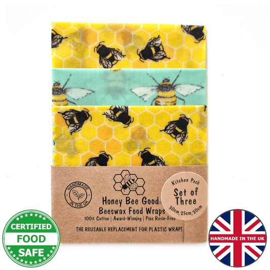 Classic Set of 3 Beeswax Wraps | Bee Happy
