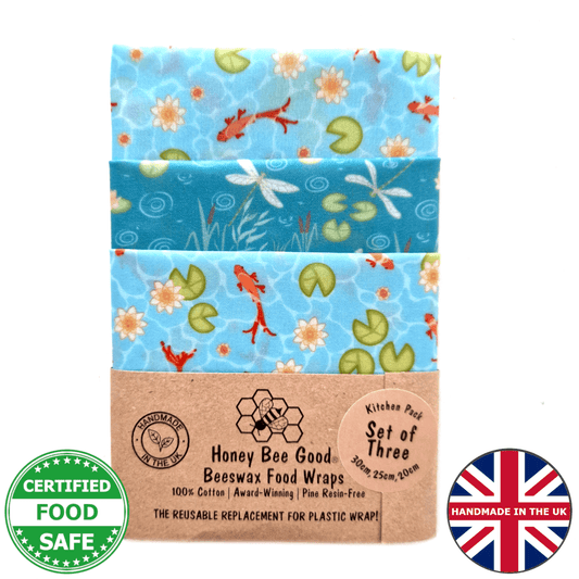 Earth Kind British Collection Set of 3 Beeswax Wraps | Koi Pond