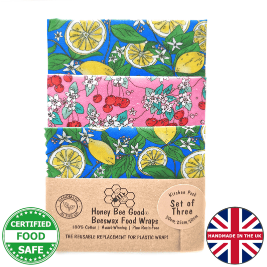 Earth Kind British Collection Set of 3 Beeswax Wraps | Sunny Fruit