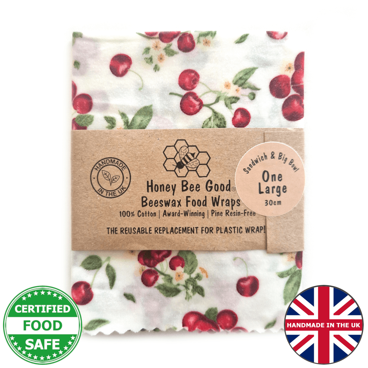Single Large Beeswax Wraps | Cherries
