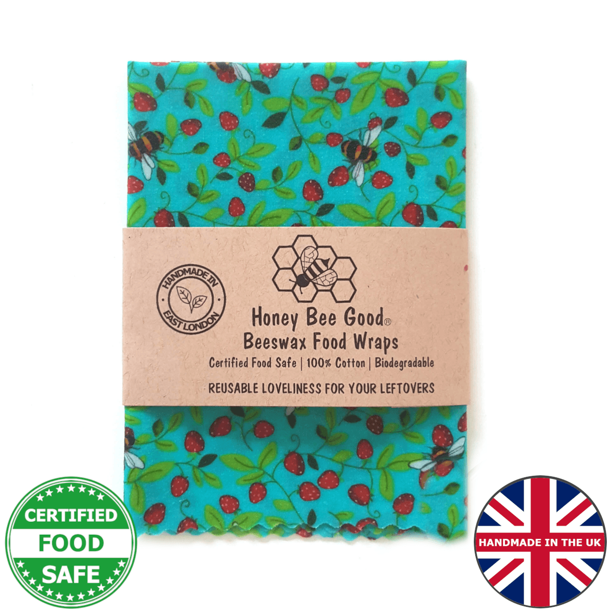 Single Large Beeswax Wraps | Strawberry Bees