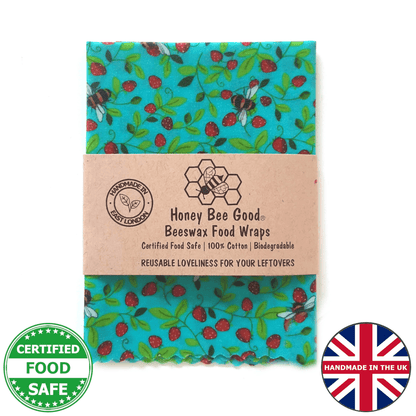 Single Large Beeswax Wraps | Strawberry Bees