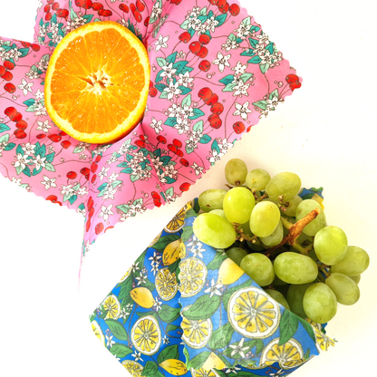 Earth Kind British Collection Set of 3 Beeswax Wraps | Sunny Fruit
