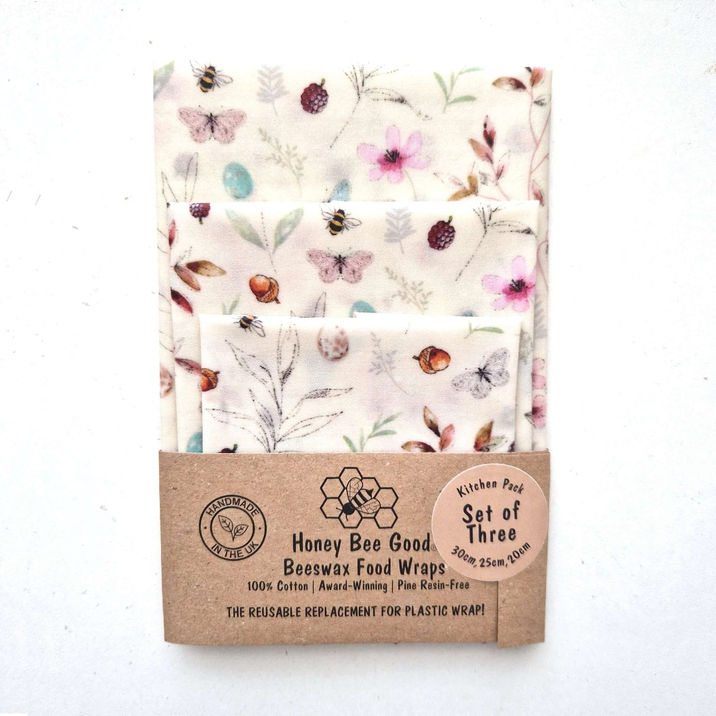 Reusable Beeswax Food Wraps 100% Hand Made in the UK by Honey Bee Good.